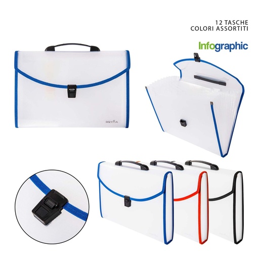 [0216746] Bolsa de archivo acordeón transparente 12 páginas - Material de oficina y archivadores