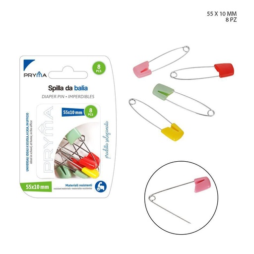 [0213861] Imperdible de color 55x10 mm 8 PZ - Accesorios de oficina