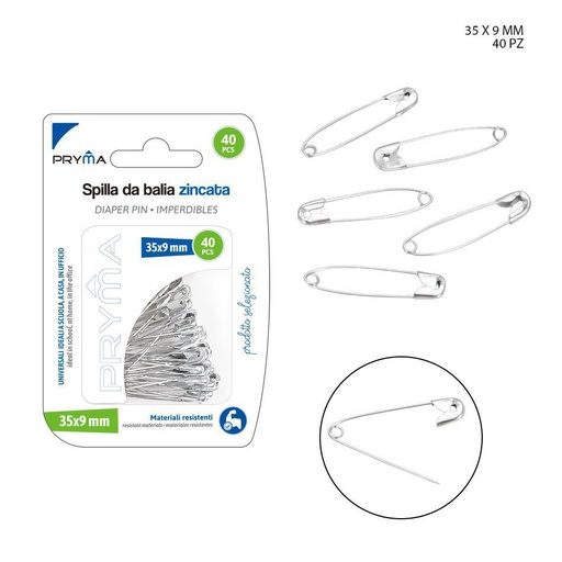 [0213875] Alfiler de Gancho Color Plata 35x9mm 40pz - Accesorios de costura