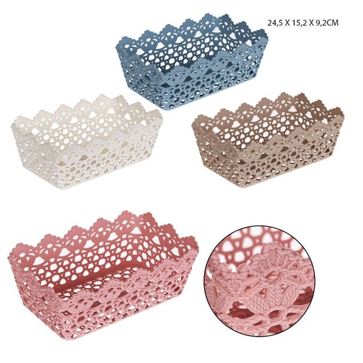 [0214088] Cesta de plástico rectangular 24.5x15.2x9.2 cm - Recipiente de almacenamiento