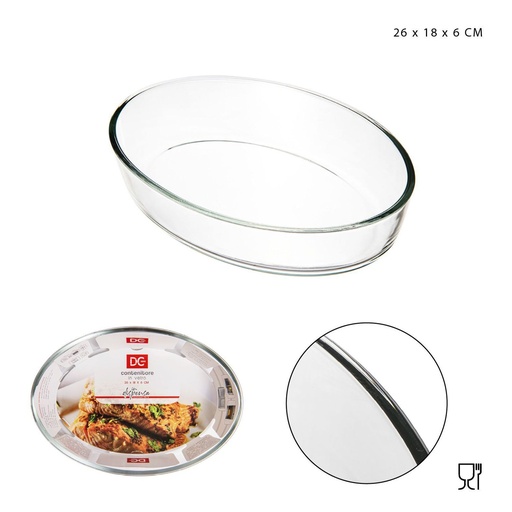 [0215596] Plato para hornear resistente a alta temperatura ovalado 26x18x6cm para cocina