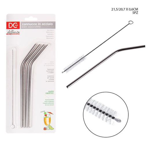 [0214858] Pajita de acero inoxidable 0.6X20.7CM 4 piezas - Utensilios de cocina