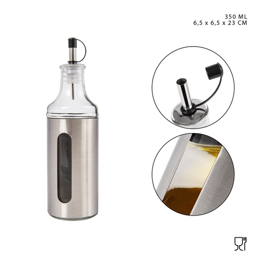 [0215552]  Aceitera de cristal 350ml 6.5x6.5x23cm - Vidrio y cerámica