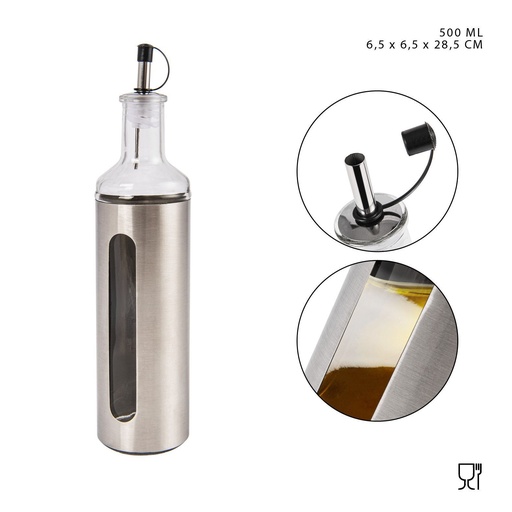 [0215553] Aceitera de cristal 500ml 6.5x6.5x28.5cm - Utensilios de cocina