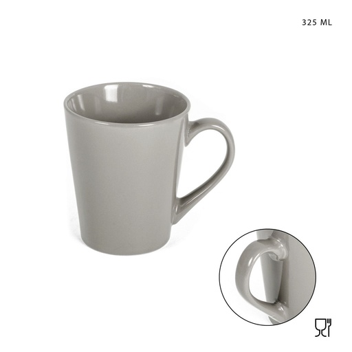 [0218285] Taza mug con asa de gres 325ml gris para bebidas calientes