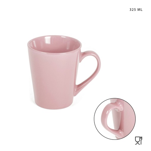 [0218288] Taza de gres rosa con asa 325ml