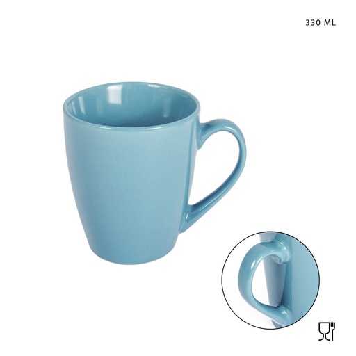 [0218293] Taza de gres con asa celeste 330ml para bebidas calientes