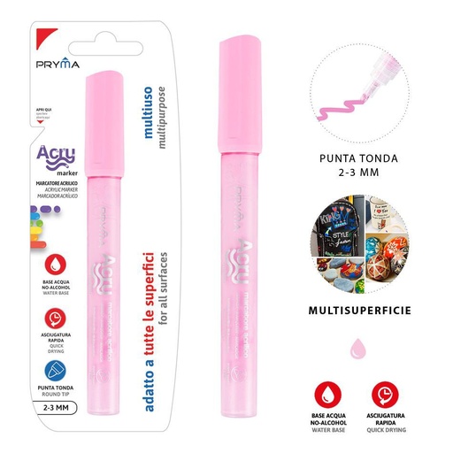 [0217528] Rotulador acrílico redondo 2-3mm rosa para escritura y arte