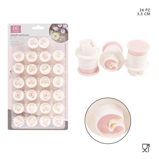 [0217683] Set de molde de presión letras minúsculas 3.5 cm 26 piezas - Utensilios de repostería