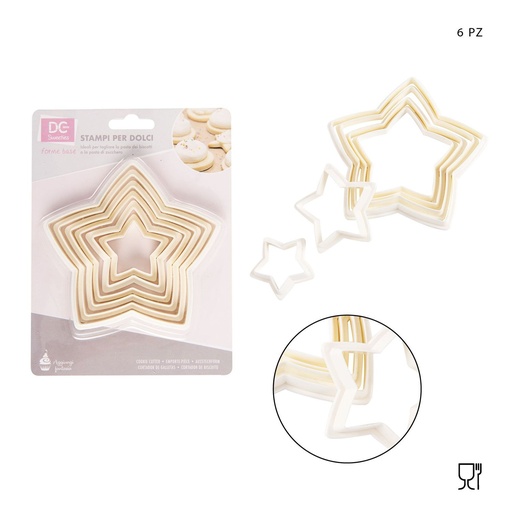 [0217688] Moldes de estrella 6pz - Utensilios de repostería