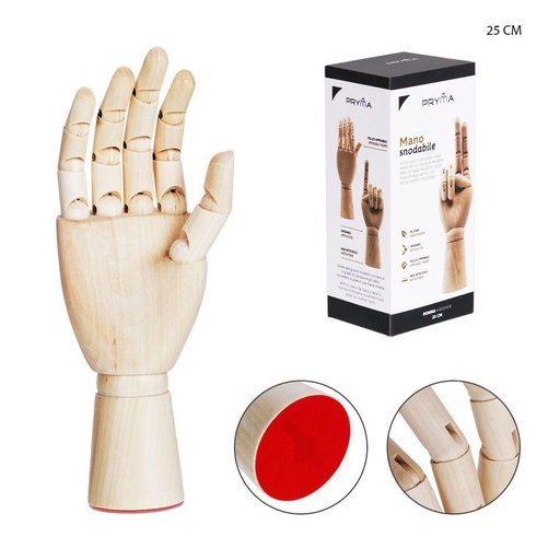 [0220242] Mano articulada de madera de 25 cm - Material de arte