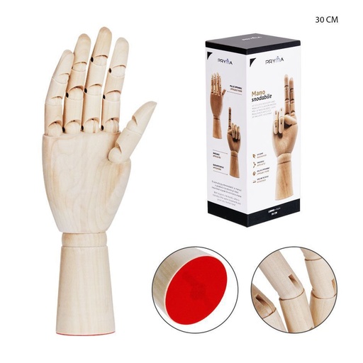 [0220243] Mano articulada de madera 30 cm - Modelo artístico para manualidades
