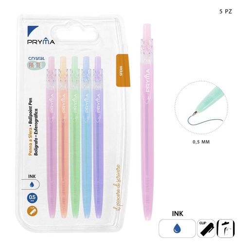 [0218830] Bolígrafo color pastel 0.5MM 5PZ azul - Herramientas de escritura