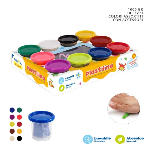 [0220151] Plastilina 100g 10 piezas + herramienta para crear figuras y manualidades