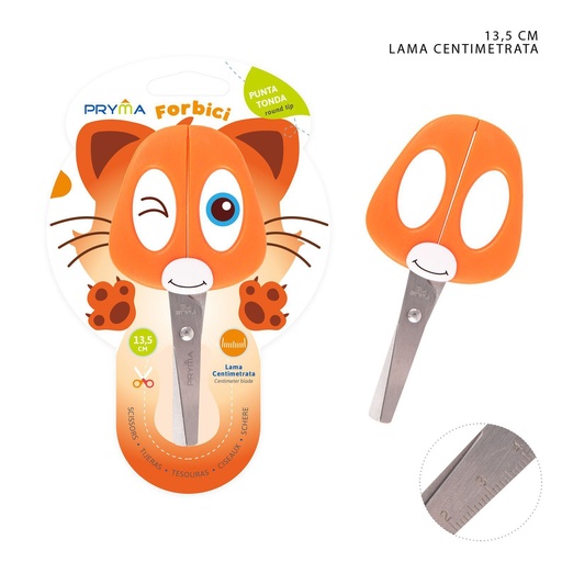 [0220302] Tijeras con regla 13.5cm zorro - Materiales de papelería y tijeras
