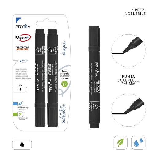 [0221297] Marcador permanente punta biselada 2-5MM 2PZ negro - Utensilios de escritura