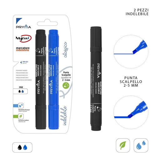 [0221300] Marcador permanente punta biselada 2-5MM 2PZ N/A - Utensilios de escritura