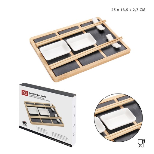 [0221213] Kit accesorios para sushi 25x18.5x2.7cm 7 piezas para cocina