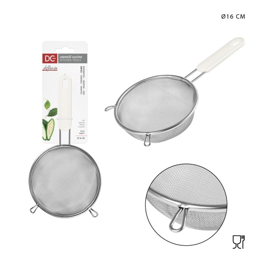 [0221585] Colador redondo de acero con mango 16 cm - Utensilios de cocina