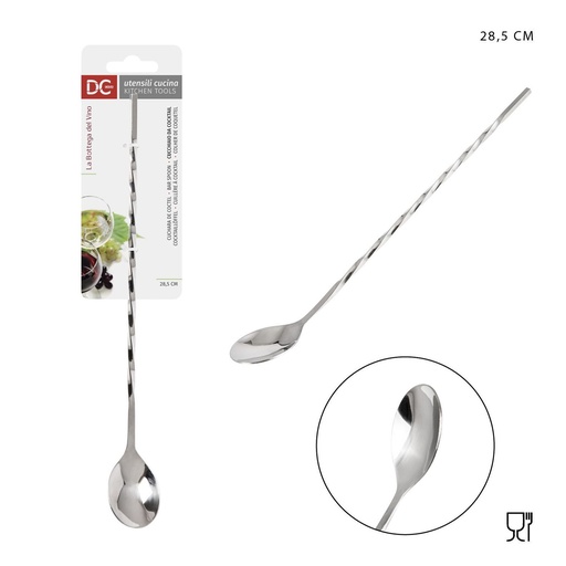 [0222545] Cuchara de coctel de 28.5x3.6x1.6 cm - Utensilios de coctel