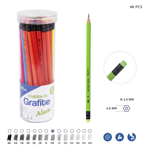 [0218502] Lápiz de grafito HB neón - Artículos de papelería