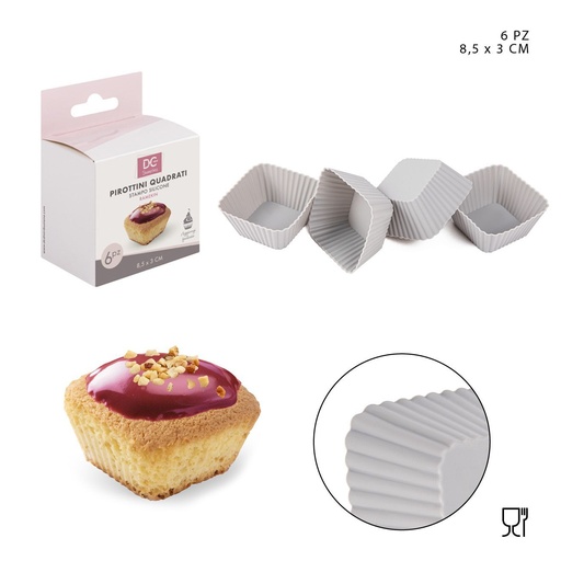 [0219029] Molde de silicona cuadrado para pasteles 8.5X3CM 6PCS para repostería