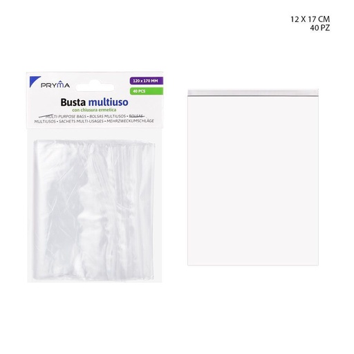 [0220850] Bolsa multiusos cierre hermético 12x17 cm 40 PZ - Accesorios de cocina