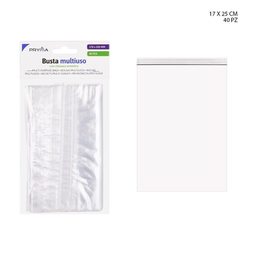 [0220851] Bolsa multiuso cierre hermético 17X25CM 40PZ - Accesorios de almacenamiento