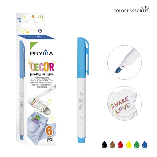 [0220950] Rotulador de tela 6pcs para marcación y diseño textil