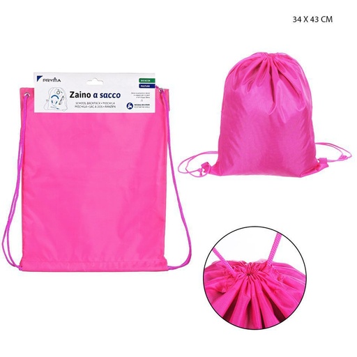 [0221271] Bolsa con cordón rosa 34x43cm para material escolar y deporte