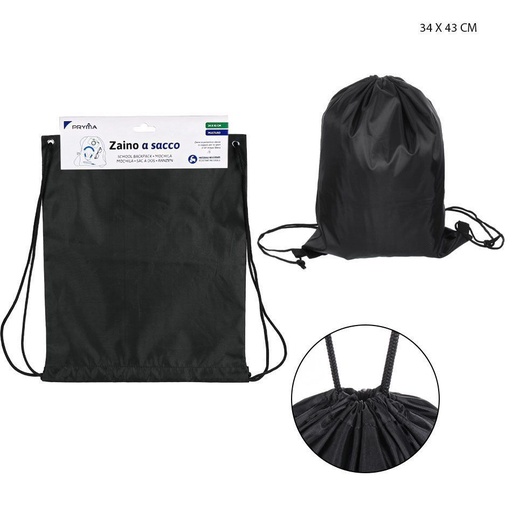 [0221274] Bolsa con cordón negra 34x43 cm - Estuches y mochilas