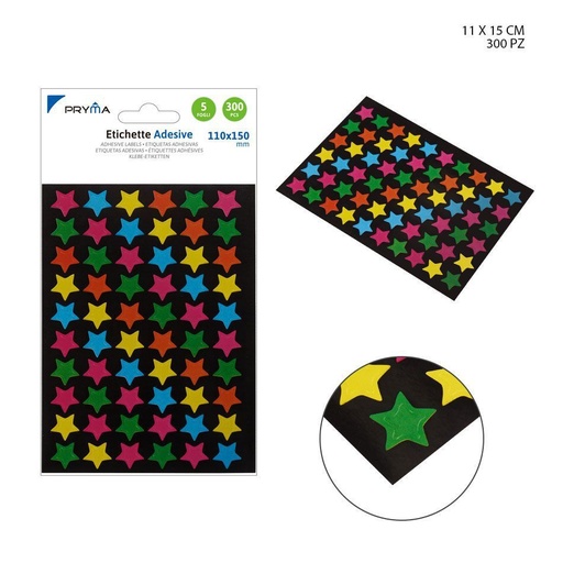 [0221555] Etiqueta adhesiva estrellitas 11x15cm 5FF para decoración