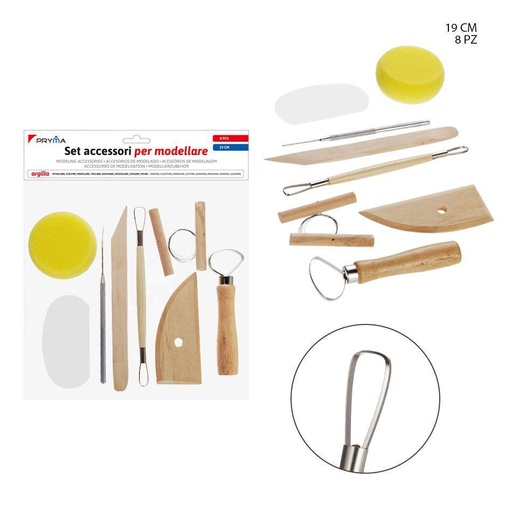 [0222181] Accesorios de plastilina 19 cm 8 piezas - Material artístico