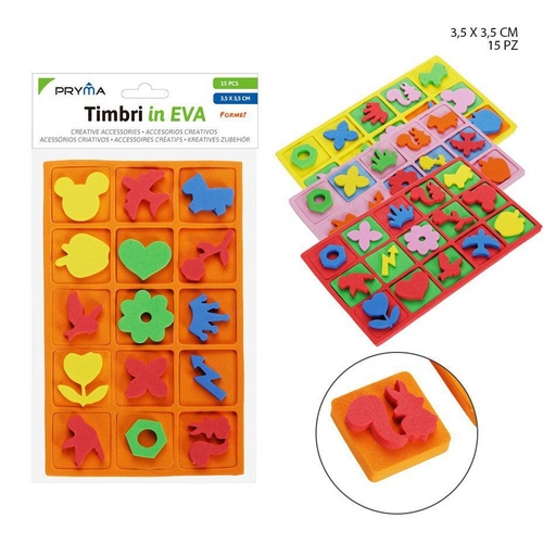 [0222187] Sello de goma EVA 3.5x3.5cm 15 piezas para manualidades y artesanía