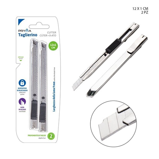 [0222073] Cúter 12x1 cm 2 PZ - Accesorios de oficina