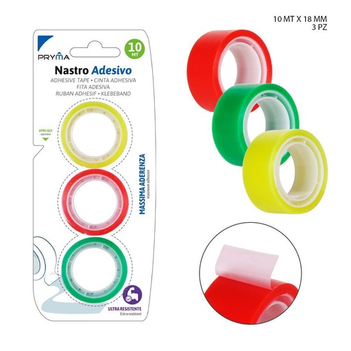[0222077] Cinta adhesiva 1.8cmx10m (3pz) - Artículos de ferretería y adhesivos