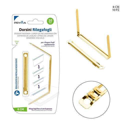 [0222079] Compresor para carpetas de color oro 8cm 6pz - Accesorios
