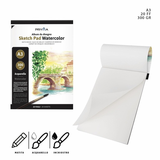 [0222447] Cuaderno para acuarela A3, 20 páginas, 300g - Artículos de arte