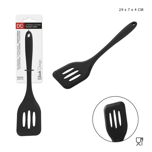 [0222857] Espátula perforada de silicona negra 29x7x4 cm - Accesorios de cocina