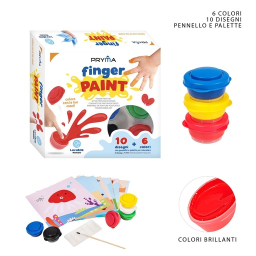 [0223245] Pintura de dedos 6pz + 10 dibujos para niños