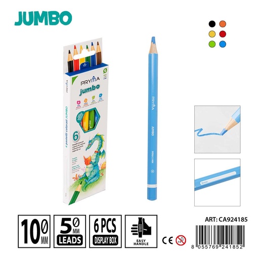 [0223335] Lápices de colores jumbo 6 piezas - Materiales de arte