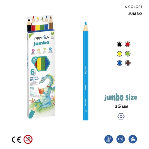 [0223335] Lápices de colores jumbo 6 piezas - Materiales de arte