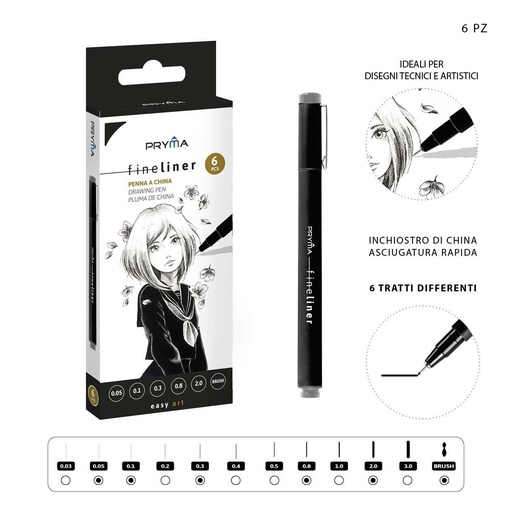 [0223474] Rotuladores Fineliner 6pz con punta variada