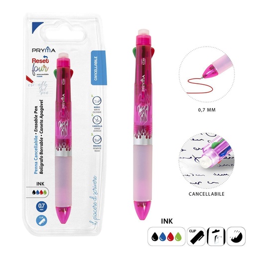 [0223477] Bolígrafo borrable 4 colores 0.7 mm rojo - Útiles de escritura