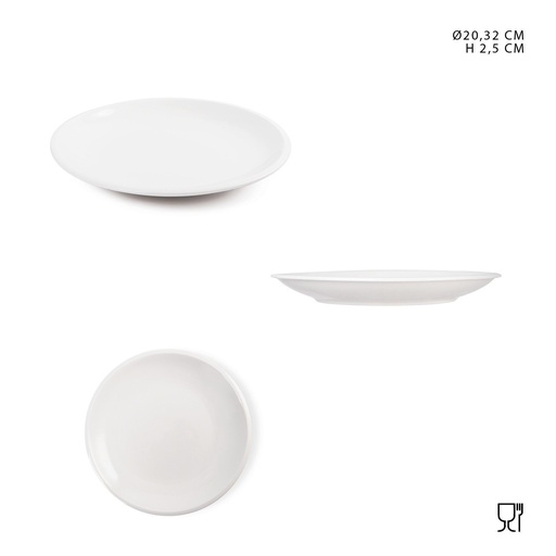 [0223542] Plato de fruta de porcelana blanca rústico 20.32 cm - Utensilios de cocina