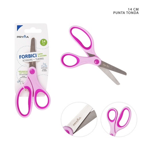 [0223549] Tijeras Soft Touch bicolor cabeza redonda 14cm para corte