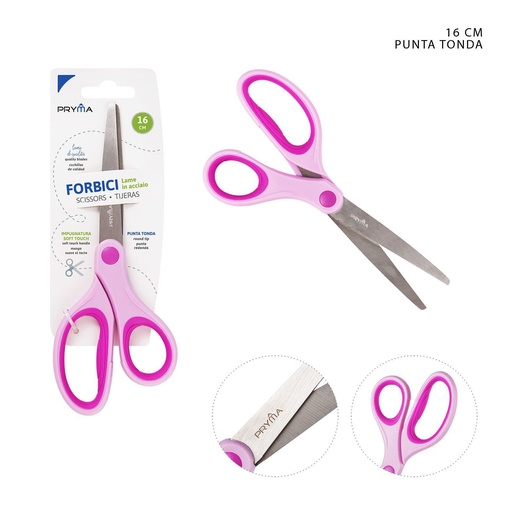 [0223550] Tijeras soft touch bicolor cabeza redonda 16 cm - Herramientas de papelería