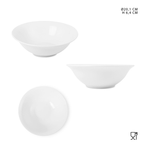 [0223568] Ensaladera de porcelana blanca 20.1cm para ensaladas y comidas