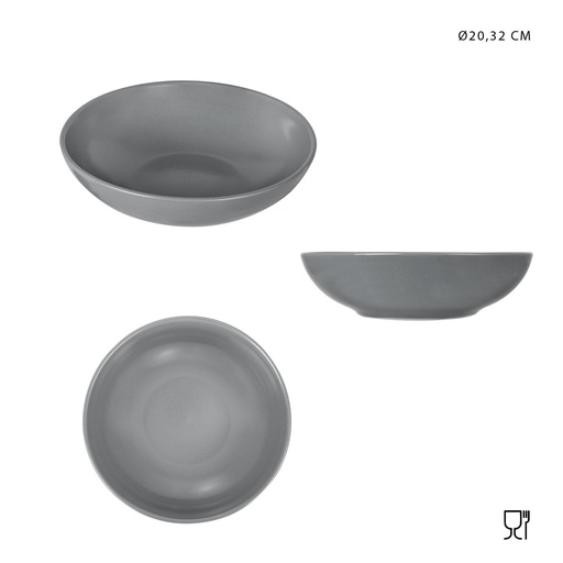 [0223574] Plato hondo gris 20,32 cm - Cerámica 