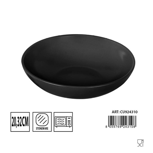 [0223580] Plato hondo negro mate 20.32cm